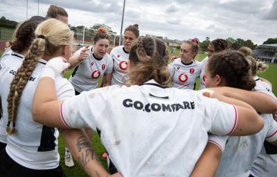 090926 - Wales Women Rugby Training Match - Gwen Crabb speaks to the players during a training match ahead of the WRX Series of matches 