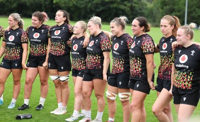 090926 - Wales Women Rugby Training Match - Wales squad members huddle up during a training match ahead of the WRX Series of matches 