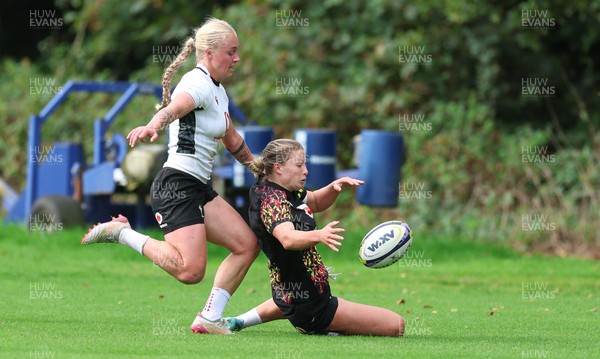 090926 - Wales Women Rugby Training Match - Amy Williams and Nikita Prothero during a training match ahead of the WRX Series of matches 