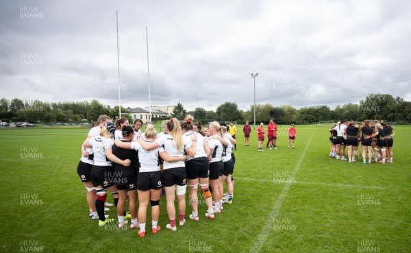 090926 - Wales Women Rugby Training Match - Wales squad members huddle up during a training match ahead of the WRX Series of matches 