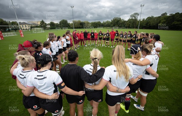 090926 - Wales Women Rugby Training Match - Wales squad members huddle up during a training match ahead of the WRX Series of matches 