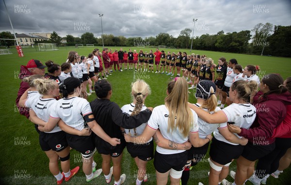 090926 - Wales Women Rugby Training Match - Wales squad members huddle up during a training match ahead of the WRX Series of matches 