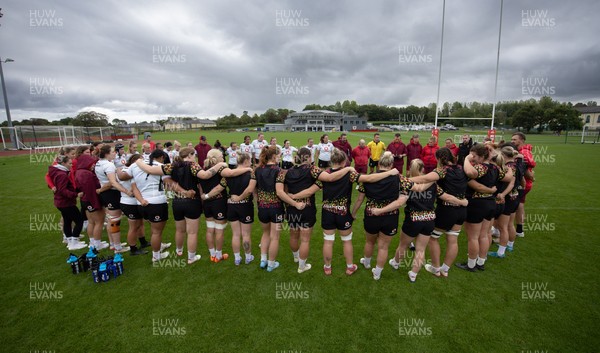 090926 - Wales Women Rugby Training Match - Wales squad members huddle up during a training match ahead of the WRX Series of matches 