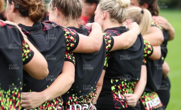 090926 - Wales Women Rugby Training Match - Wales squad members huddle up during a training match ahead of the WRX Series of matches 