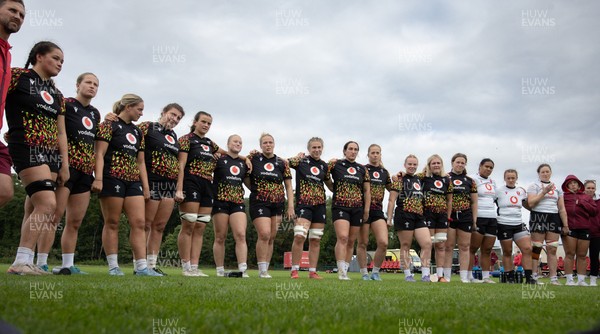 090926 - Wales Women Rugby Training Match - Wales squad members huddle up during a training match ahead of the WRX Series of matches 