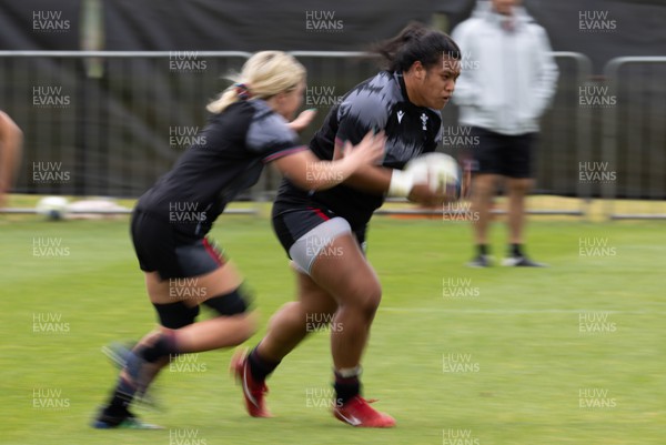 141022 - Wales Women Rugby Training Session - Wales’ Sisilia Tuipulotu and Alex Callender during training ahead of the Women’s Rugby World Cup match against New Zealand