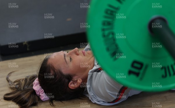 191022 - Wales Women Rugby Training Session - Wales’s Kayleigh Powell during a gym session while training ahead of their Women’s Rugby World Cup match against Australia
