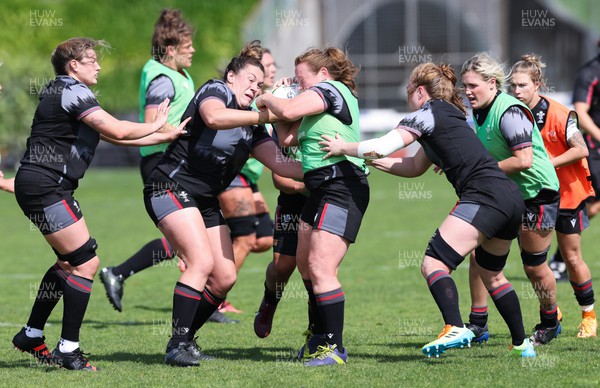 270922 - Wales Women Rugby Training Session - Wales’  Cerys Hale and Caryl Thomas during training  ahead of the start of the Women’s Rugby World Cup