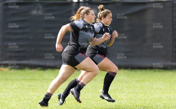 271022 - Wales Women Rugby Training Session - Gwenllian Pyrs and Siwan Lillicrap of Wales during a training session ahead of the Women’s Rugby World Cup Quarter Final against New Zealand
