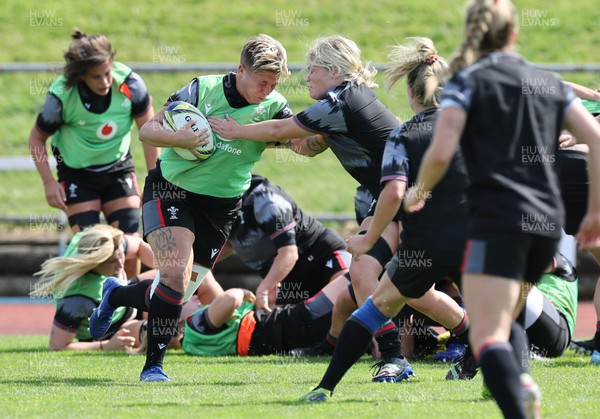 280922 - Wales Women Rugby Training Session - Wales’ Donna Rose takes on Alex Callender during a training session in Auckland ahead of the start of the Women’s Rugby World Cup