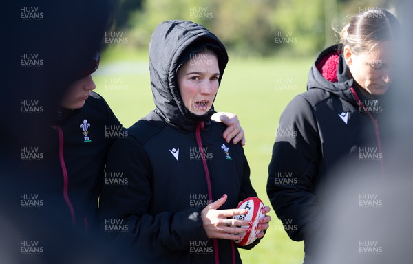 271023 - Wales Women Rugby Team Walkthrough - Keira Bevan during the Wales Women’s rugby squad walkthrough ahead of Wales’ WXV1 match against New Zealand in Dunedin 