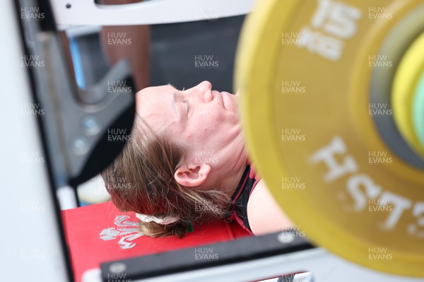190424 - Wales Women Rugby Weights session - Carys Cox during a weights and gym session ahead of Wales’ Guinness 6 Nations match against France