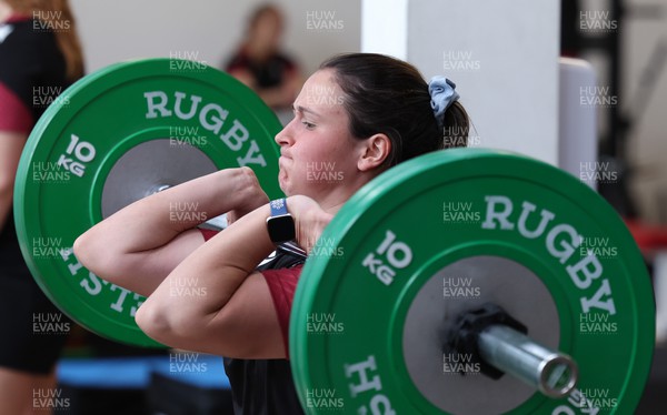 190424 - Wales Women Rugby Weights session - Kayleigh Powell during a weights and gym session ahead of Wales’ Guinness 6 Nations match against France