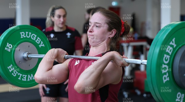 190424 - Wales Women Rugby Weights session - Lisa Neumann during a weights and gym session ahead of Wales’ Guinness 6 Nations match against France