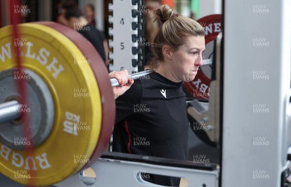 190424 - Wales Women Rugby Weights session - Keira Bevan during a weights and gym session ahead of Wales’ Guinness 6 Nations match against France
