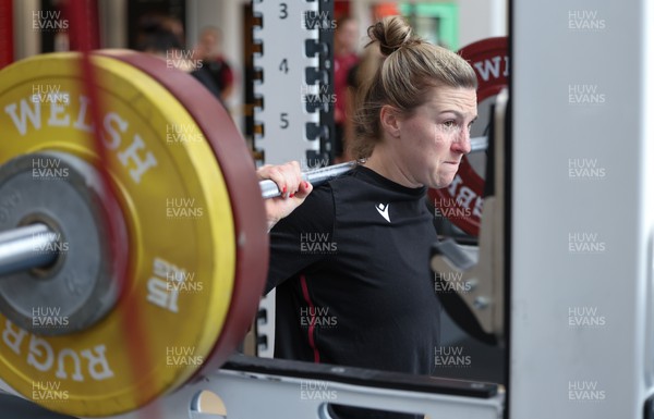190424 - Wales Women Rugby Weights session - Keira Bevan during a weights and gym session ahead of Wales’ Guinness 6 Nations match against France