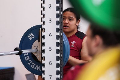 230424 - Wales Women Rugby Weights Session - Sisilia Tuipulotu during a weights session ahead of Wales’ Guinness Women’s 6 Nations match against Italy