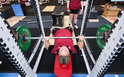 230424 - Wales Women Rugby Weights Session - Molly Reardon during a weights session ahead of Wales’ Guinness Women’s 6 Nations match against Italy