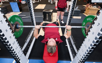 230424 - Wales Women Rugby Weights Session - Molly Reardon during a weights session ahead of Wales’ Guinness Women’s 6 Nations match against Italy