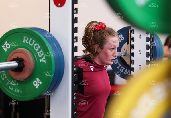 230424 - Wales Women Rugby Weights Session - Abbie Fleming during a weights session ahead of Wales’ Guinness Women’s 6 Nations match against Italy