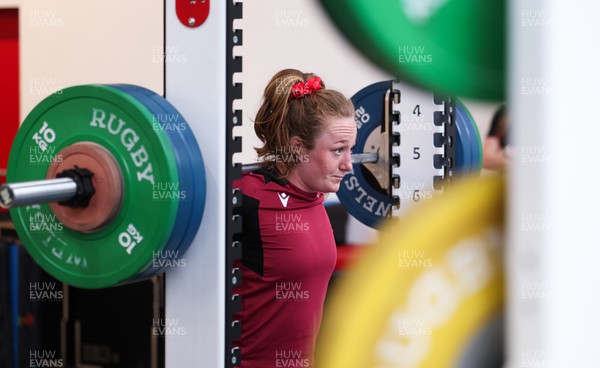 230424 - Wales Women Rugby Weights Session - Abbie Fleming during a weights session ahead of Wales’ Guinness Women’s 6 Nations match against Italy
