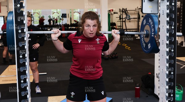 230424 - Wales Women Rugby Weights Session - Kate Williams during a weights session ahead of Wales’ Guinness Women’s 6 Nations match against Italy