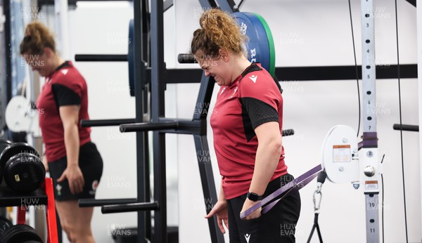 230424 - Wales Women Rugby Weights Session - Natalia John during a weights session ahead of Wales’ Guinness Women’s 6 Nations match against Italy