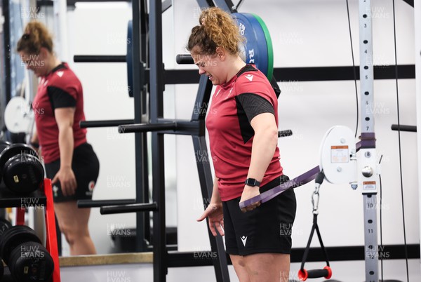 230424 - Wales Women Rugby Weights Session - Natalia John during a weights session ahead of Wales’ Guinness Women’s 6 Nations match against Italy