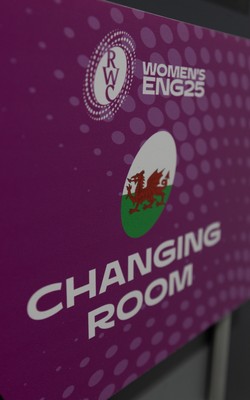 220825 - Wales Women Rugby World Cup Captain’s Run - The Wales changing room for  Captain’s Run ahead of their first Women’s Rugby World Cup match against Scotland at the Salford Community Stadium