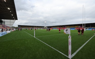 220825 - Wales Women Rugby World Cup Captain’s Run - A general view of the Salford Community Stadium during Captain’s Run ahead of Wales’ first Women’s Rugby World Cup match against Scotland at the Salford Community Stadium