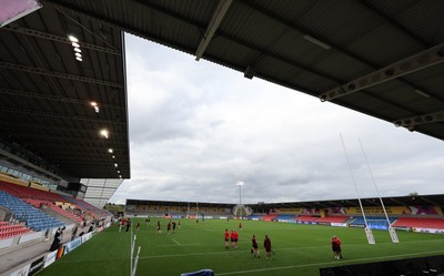 220825 - Wales Women Rugby World Cup Captain’s Run - A general view of the Salford Community Stadium during Captain’s Run ahead of Wales’ first Women’s Rugby World Cup match against Scotland at the Salford Community Stadium