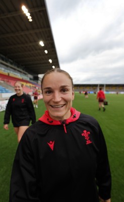 220825 - Wales Women Rugby World Cup Captain’s Run - Jasmine Joyce-Butchers during Captain’s Run ahead of Wales’ first Women’s Rugby World Cup match against Scotland at the Salford Community Stadium