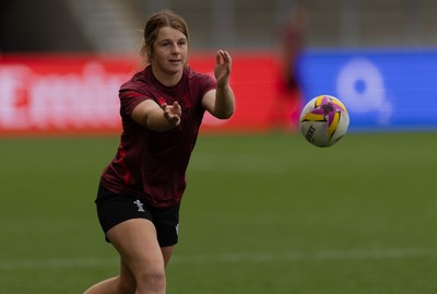 220825 - Wales Women Rugby World Cup Captain’s Run - Kate Williams during Captain’s Run ahead of Wales’ first Women’s Rugby World Cup match against Scotland at the Salford Community Stadium