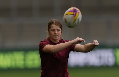 220825 - Wales Women Rugby World Cup Captain’s Run - Kate Williams during Captain’s Run ahead of Wales’ first Women’s Rugby World Cup match against Scotland at the Salford Community Stadium