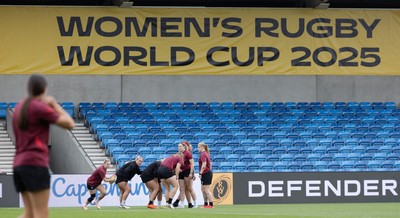 220825 - Wales Women Rugby World Cup Captain’s Run - The Wales team during Captain’s Run ahead of Wales’ first Women’s Rugby World Cup match against Scotland at the Salford Community Stadium