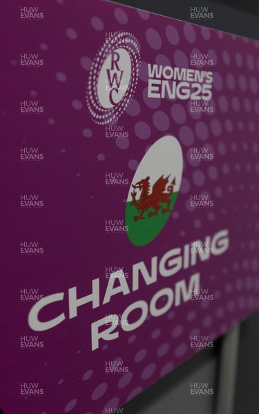 220825 - Wales Women Rugby World Cup Captain’s Run - The Wales changing room for  Captain’s Run ahead of their first Women’s Rugby World Cup match against Scotland at the Salford Community Stadium