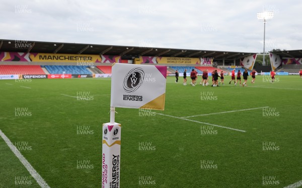 220825 - Wales Women Rugby World Cup Captain’s Run - A general view of the Salford Community Stadium during Captain’s Run ahead of Wales’ first Women’s Rugby World Cup match against Scotland at the Salford Community Stadium