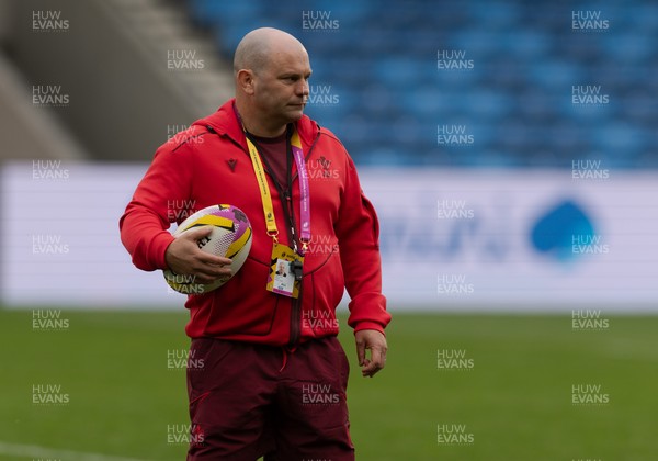 220825 - Wales Women Rugby World Cup Captain’s Run - Sean Lynn, Wales Women head coach during Captain’s Run ahead of their first Women’s Rugby World Cup match against Scotland at the Salford Community Stadium
