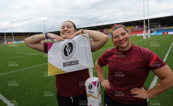 220825 - Wales Women Rugby World Cup Captain’s Run - Gwen Crabb and Gwenllian Pyrs afterCaptain’s Run ahead of Wales’ first Women’s Rugby World Cup match against Scotland at the Salford Community Stadium