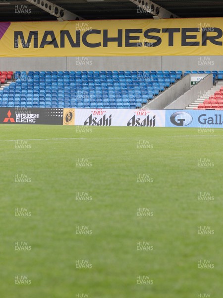 220825 - Wales Women Rugby World Cup Captain’s Run - A general view of the Salford Community Stadium during Captain’s Run ahead of Wales’ first Women’s Rugby World Cup match against Scotland at the Salford Community Stadium
