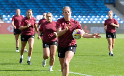 290825 - Wales Women Rugby World Cup Captain’s Run - Carys Cox of Wales during Captain’s Run ahead of the Rugby World Cup match against Canada
