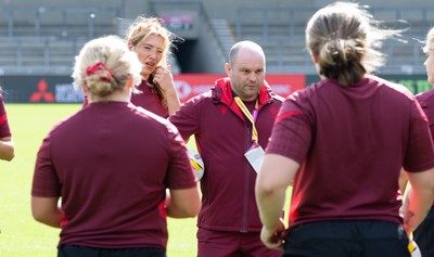 290825 - Wales Women Rugby World Cup Captain’s Run - Sean Lynn, Wales Women head coach during Captain’s Run ahead of the Rugby World Cup match against Canada