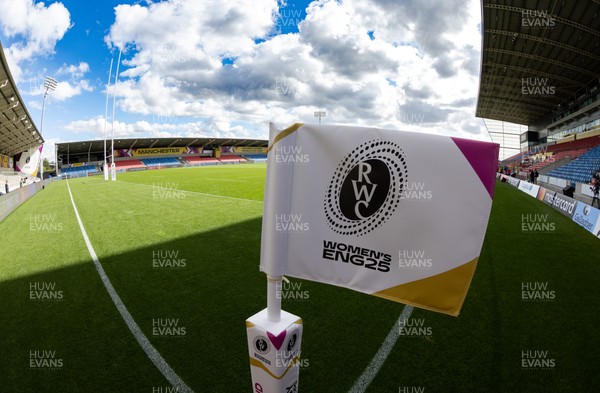 290825 - Wales Women Rugby World Cup Captain’s Run - A general view of RWC branding at Salford Community Stadium during Captain’s Run ahead of the Rugby World Cup match against Canada