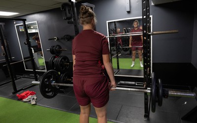 020925 - Wales Women Gym Session -  Tilly Vucaj during a gym training session ahead of their final Women’s Rugby World Cup match against Fiji