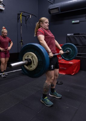020925 - Wales Women Gym Session - Bethan Lewis and Molly Reardon during a gym training session ahead of their final Women’s Rugby World Cup match against Fiji