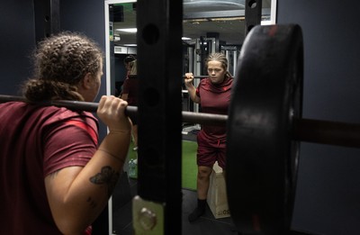 020925 - Wales Women Gym Session - Maisie Davies during a gym training session ahead of their final Women’s Rugby World Cup match against Fiji
