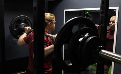 020925 - Wales Women Gym Session -  Bethan Lewis during a gym training session ahead of their final Women’s Rugby World Cup match against Fiji