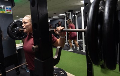 020925 - Wales Women Gym Session - Kelsey Jones during a gym training session ahead of their final Women’s Rugby World Cup match against Fiji