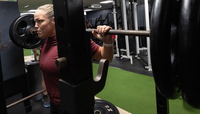 020925 - Wales Women Gym Session -  Kelsey Jones during a gym training session ahead of their final Women’s Rugby World Cup match against Fiji
