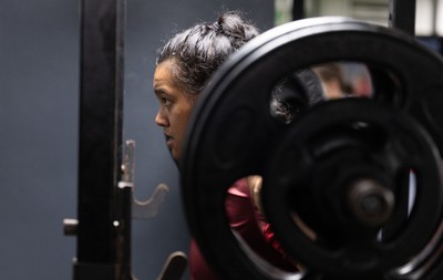 020925 - Wales Women Gym Session -  Sisilia Tuipulotu during a gym training session ahead of their final Women’s Rugby World Cup match against Fiji